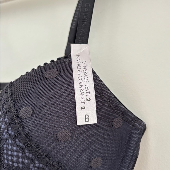 Calvin Klein Woman's Bra 34B Front Closure Push Up Black Lace Polka Dot Lingerie - Picture 5 of 8